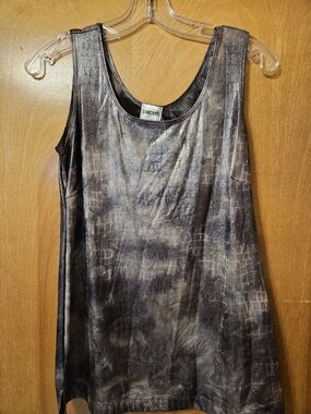 Chico's Metallic Croc-Print Tank in Gray and Black